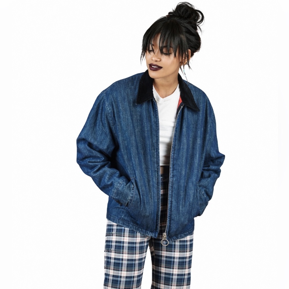 UNIF XS Dylan Blue Denim Jacket zipper 0280 black collar lined